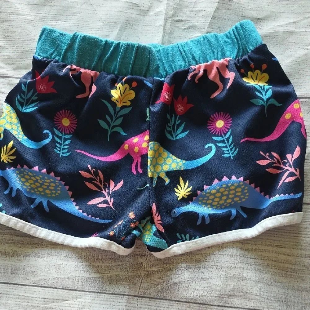 Colorful Dinosaur Print Kids Shorts - Picture 3 of 4